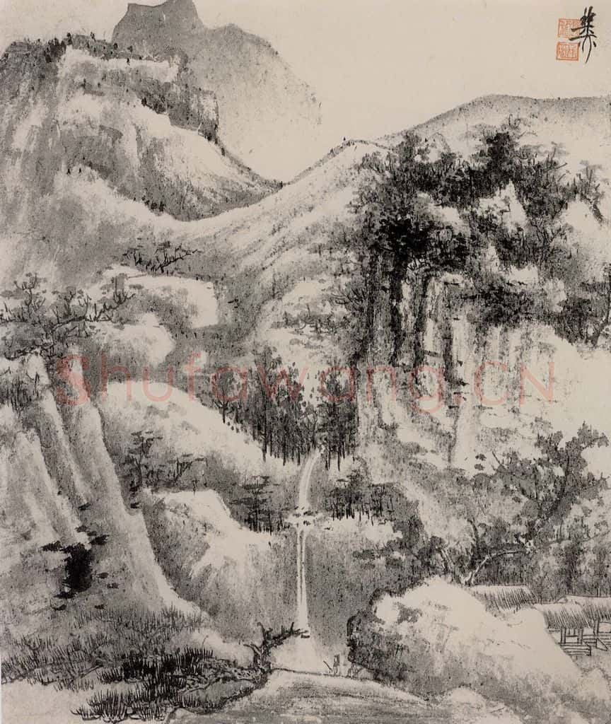 60年代 谢稚柳 墨笔山水册 书画作品