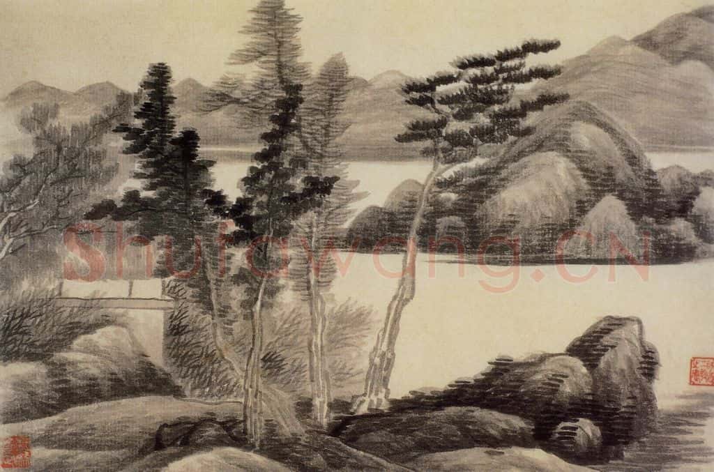 清 龚贤《山水册》书画作品