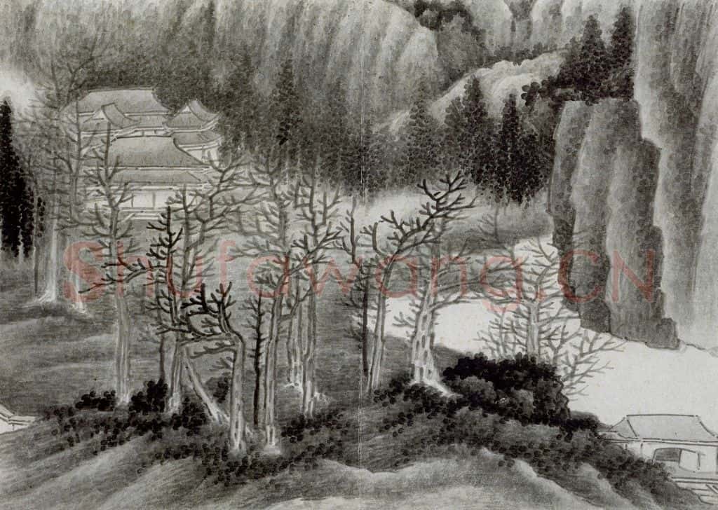 清 龚贤《自藏山水册》书画作品