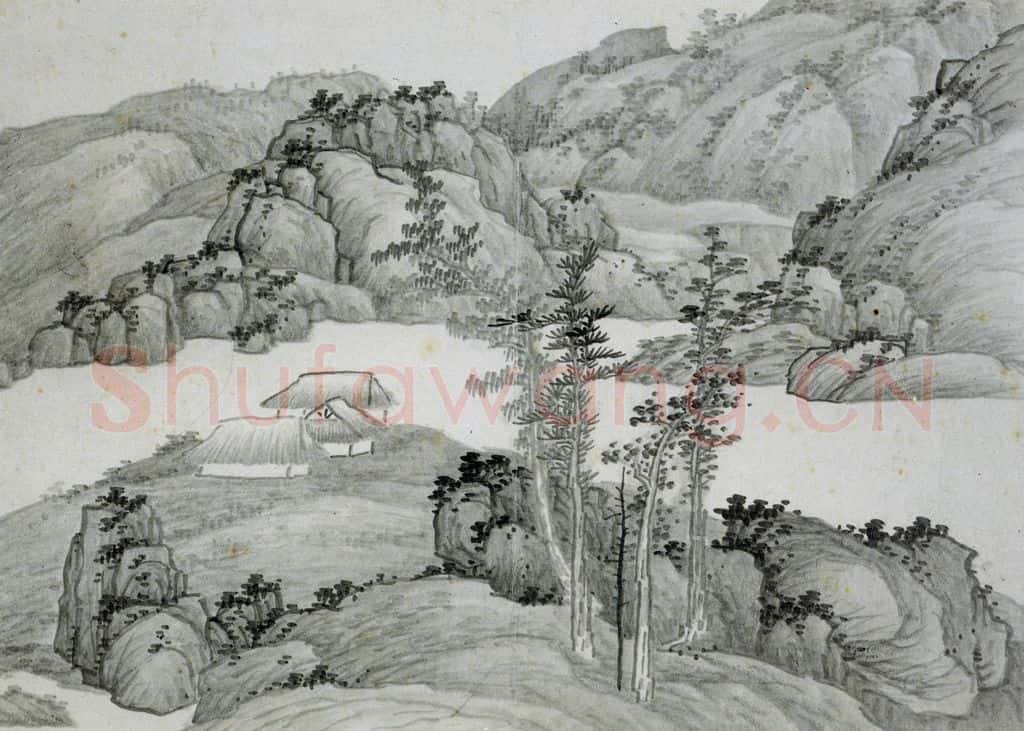 清 龚贤《自藏山水册》书画作品