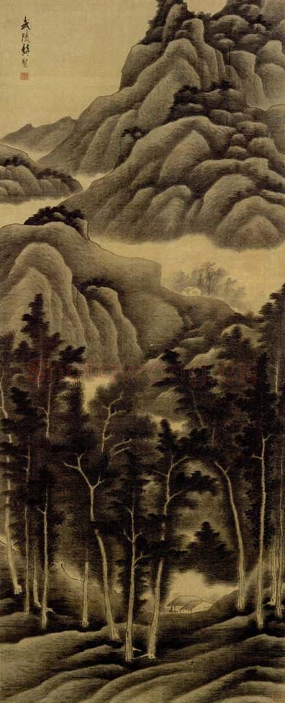 清 龚贤《夏山过雨图轴》书画作品