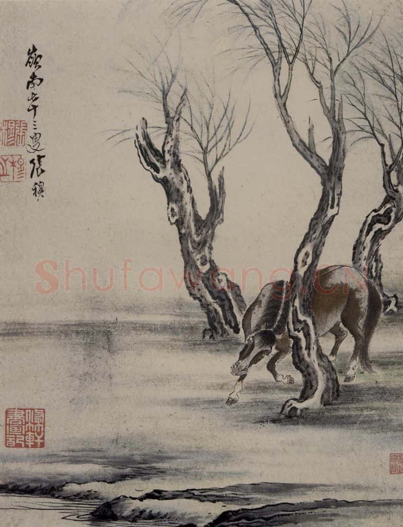 清 张穆《禽鸟骏马图册》书画作品