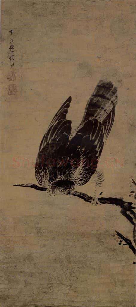 清 张穆《猫头鹰图轴》书画作品
