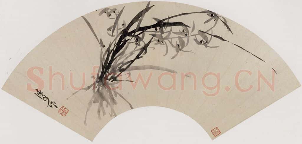 清 张敬修《籣花图团扇面》书画作品