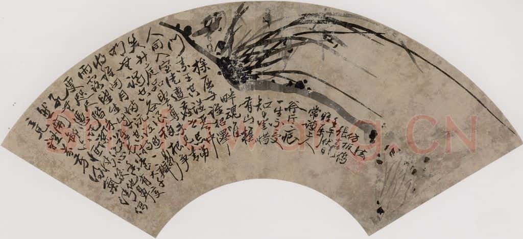 清 张嘉谟《籣花图扇面》书画作品