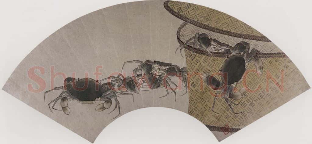 清 张嘉谟《蟹图扇面》书画作品