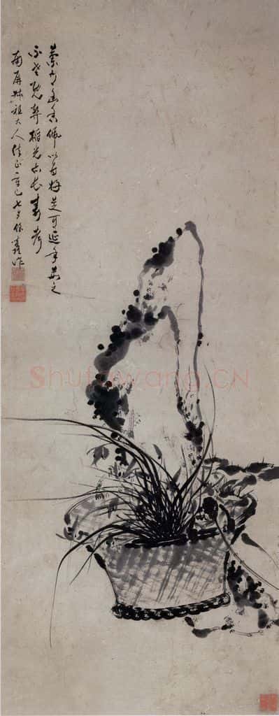 清 张嘉谟《籣石图轴》书画作品