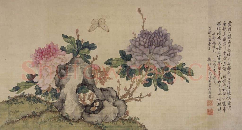 清 张崇光《花卉石丛图册》书画作品