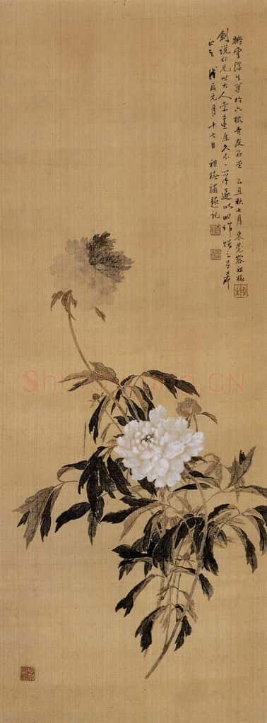 清 容祖椿《芍药图轴》书画作品