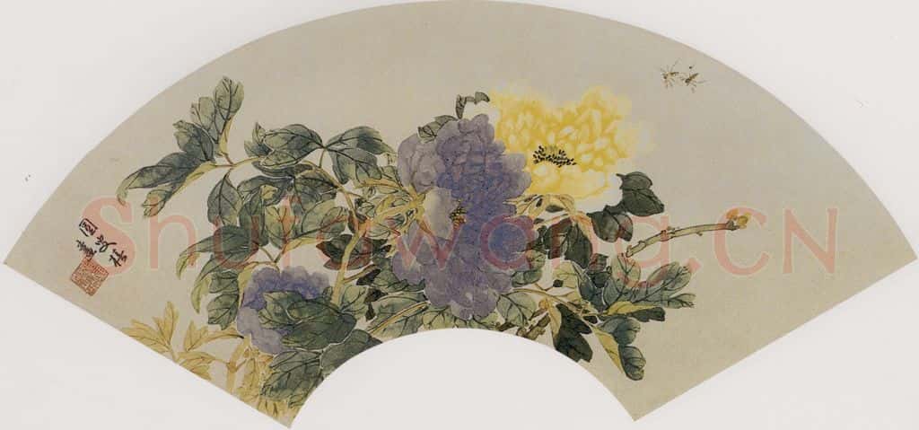清 容祖椿《牡丹图扇面》书画作品