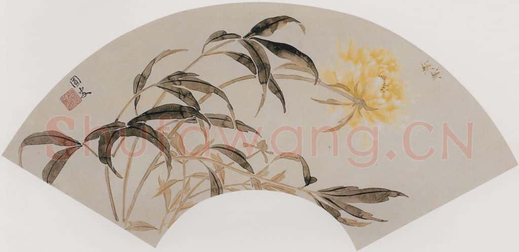 清 容祖椿《芍药图扇面》书画作品