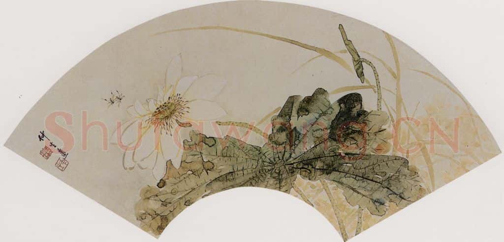 清 容祖椿《荷花图扇面》书画作品