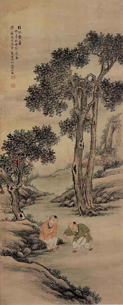 清 容祖椿《桂林双喜图轴》书画作品