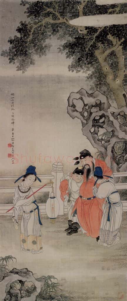 清 容祖椿《太白醉酒图轴》书画作品