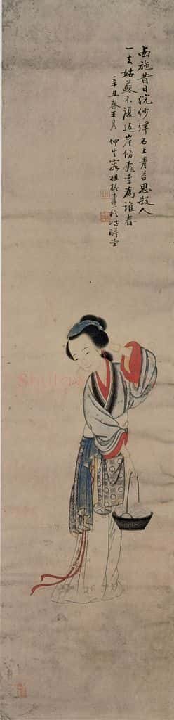 清 容祖椿《浣纱图轴》书画作品