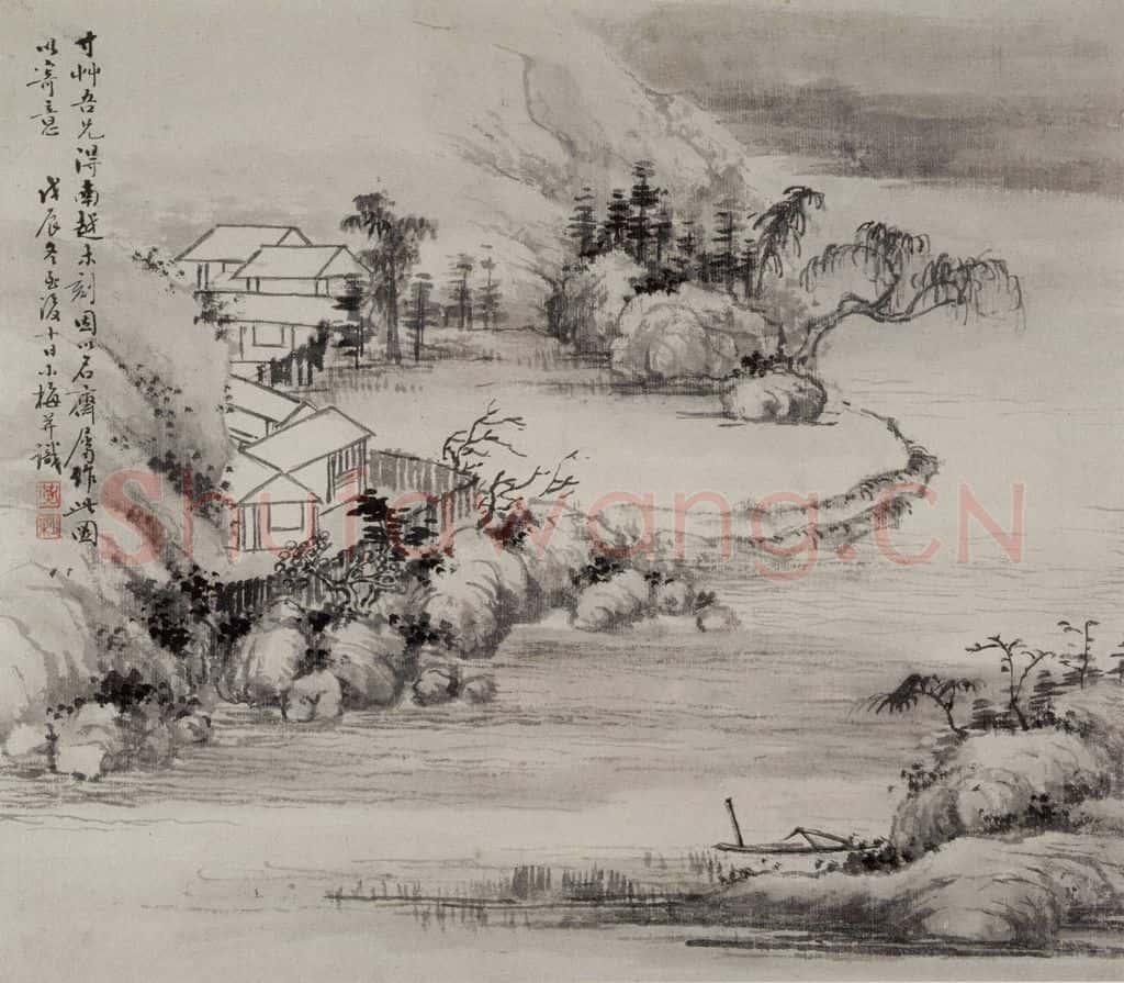 清 黄少梅《南越木刻齐图斗方》书画作品
