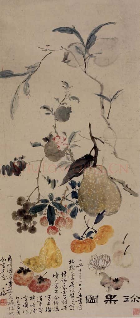 清 黄少梅《珍果图轴》书画作品