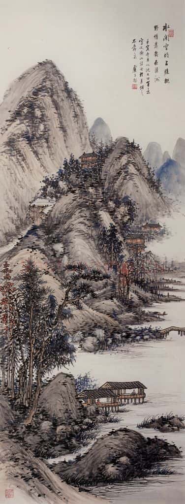 清 卢子枢《水阁空明图轴》书画作品