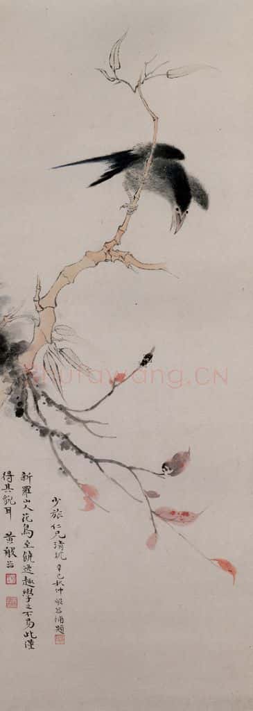 清 黄般若《仿华岩花鸟图轴》书画作品