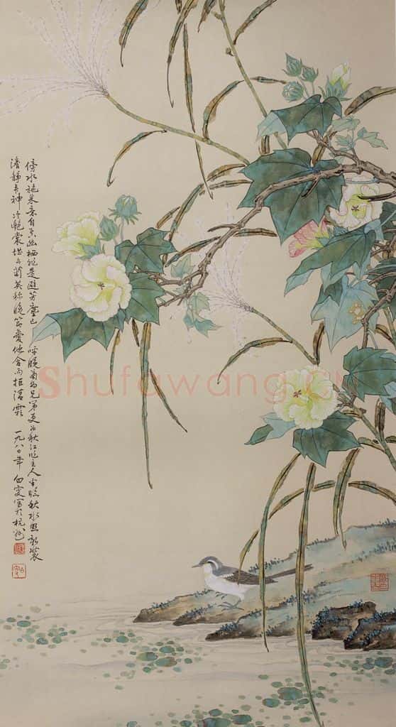 清 邓白《拒霜图轴》书画作品