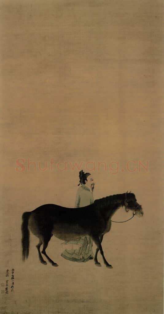 清 张穆《奚官牧马图轴》书画作品