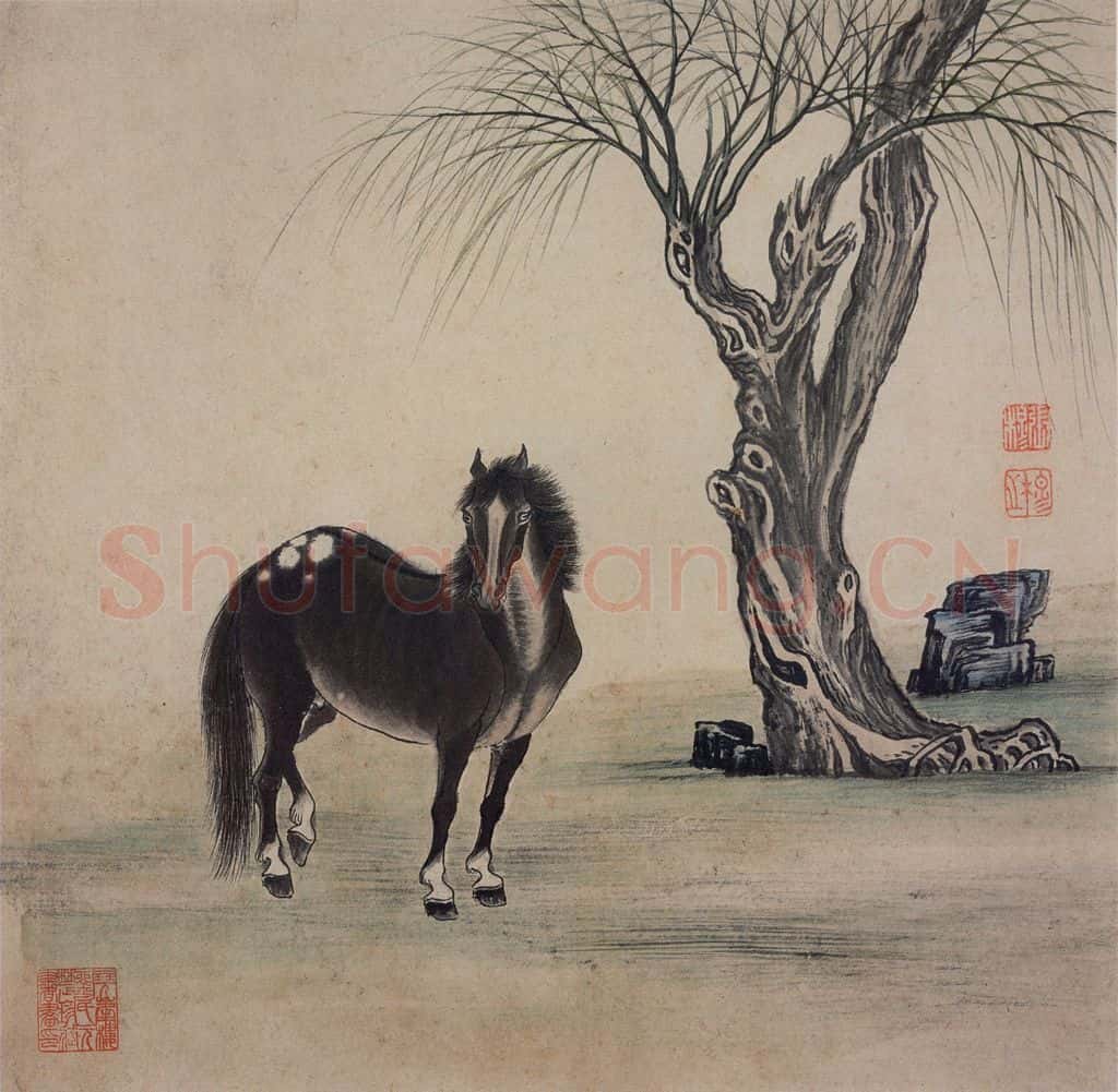 清 张穆《马图册》书画作品
