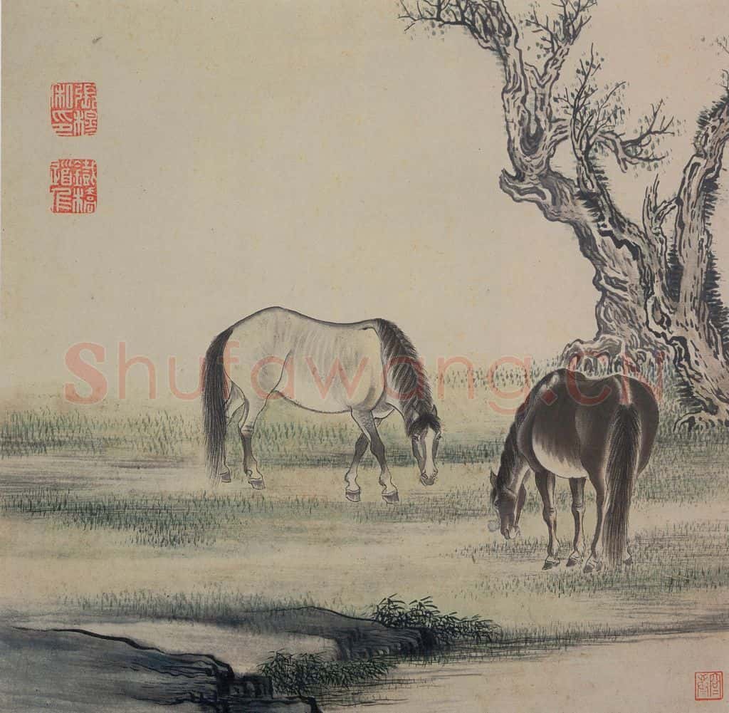清 张穆《马图册》书画作品