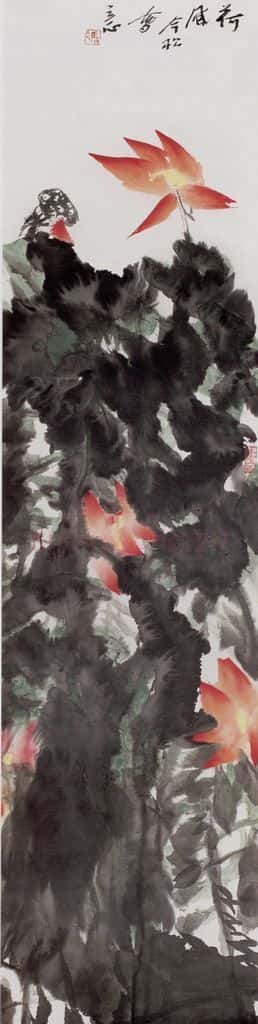 2005年 冯今松《荷花八屏》书画作品