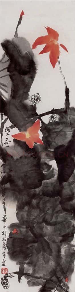 2005年 冯今松《荷花八屏》书画作品