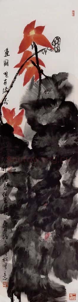 2005年 冯今松《荷花八屏》书画作品