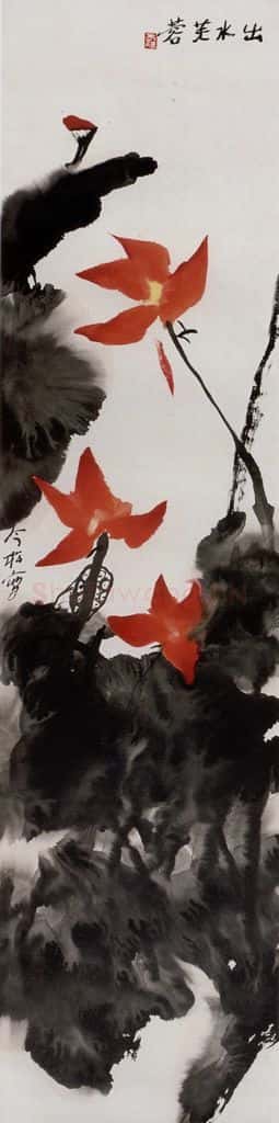 2005年 冯今松《荷花八屏》书画作品