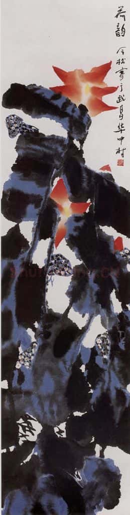 2005年 冯今松《荷花八屏》书画作品