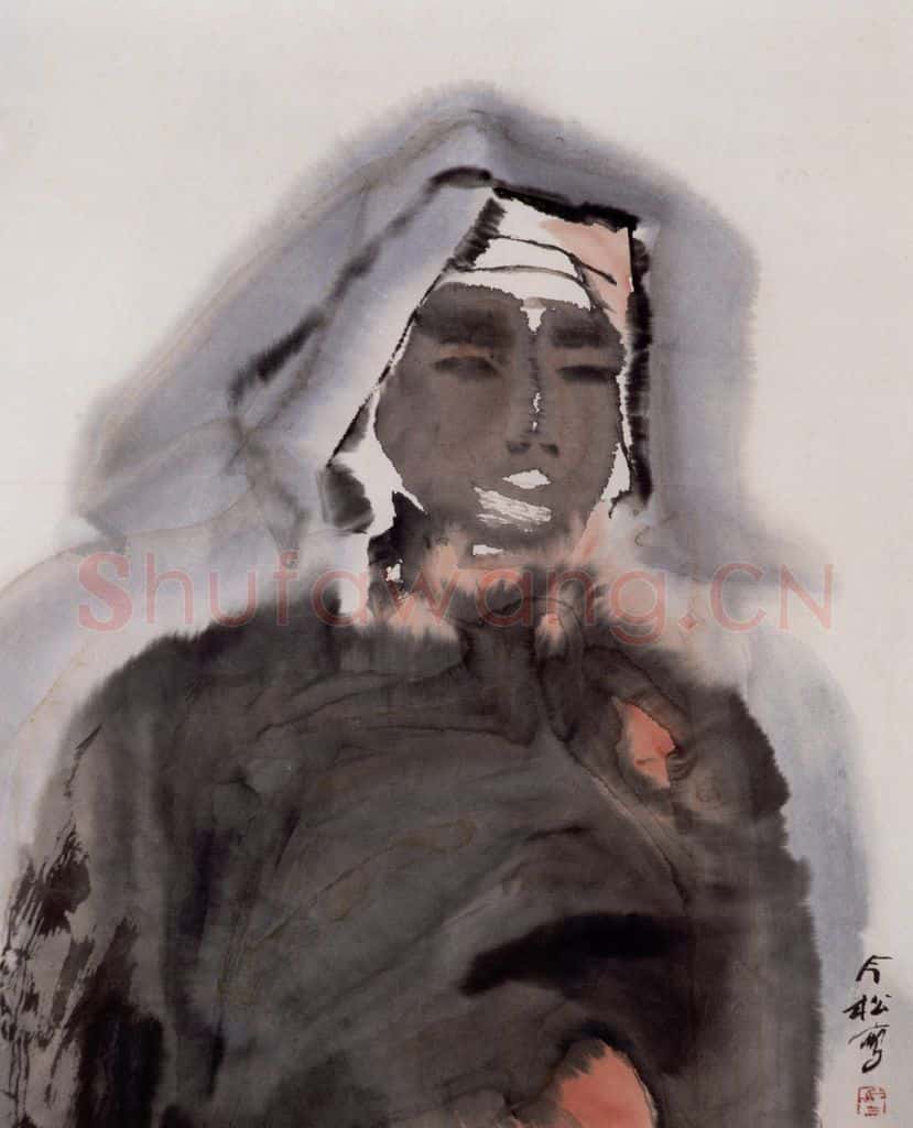 1989年 冯今松《青工肖像》书画作品