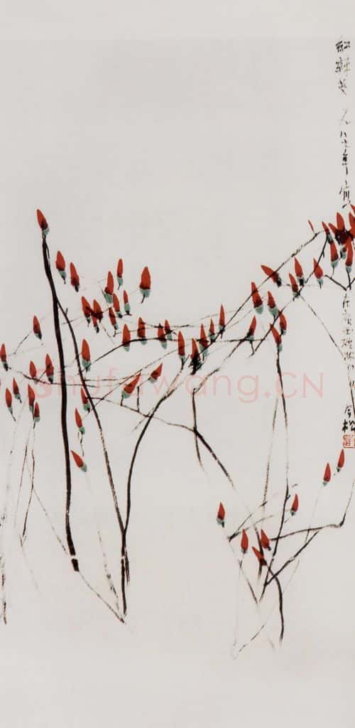 1987年 冯今松《红辣椒》书画作品