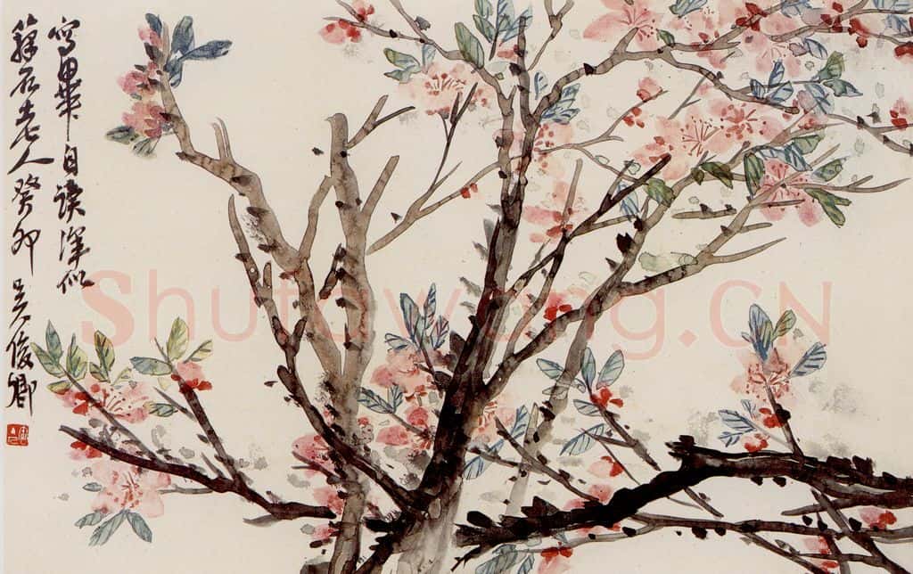  吴昌硕 桃花 书画作品