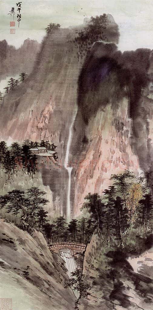 谢稚柳 青绿山水 书画作品
