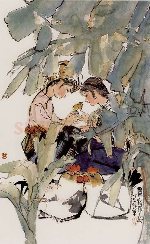 程十发 蕉荫有吉图 书画作品