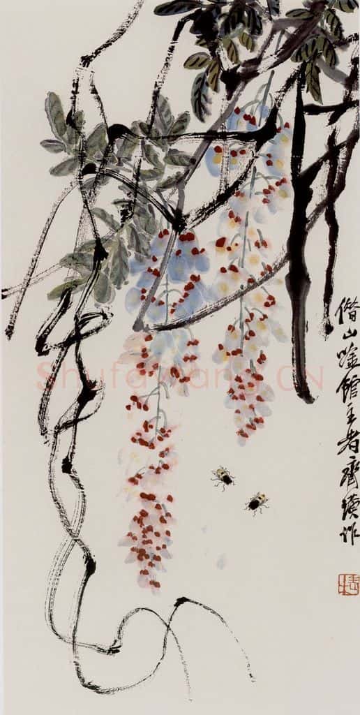  齐白石 紫藤蜜蜂 书画作品
