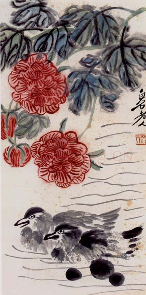  齐白石 芙蓉鸳鸯 书画作品