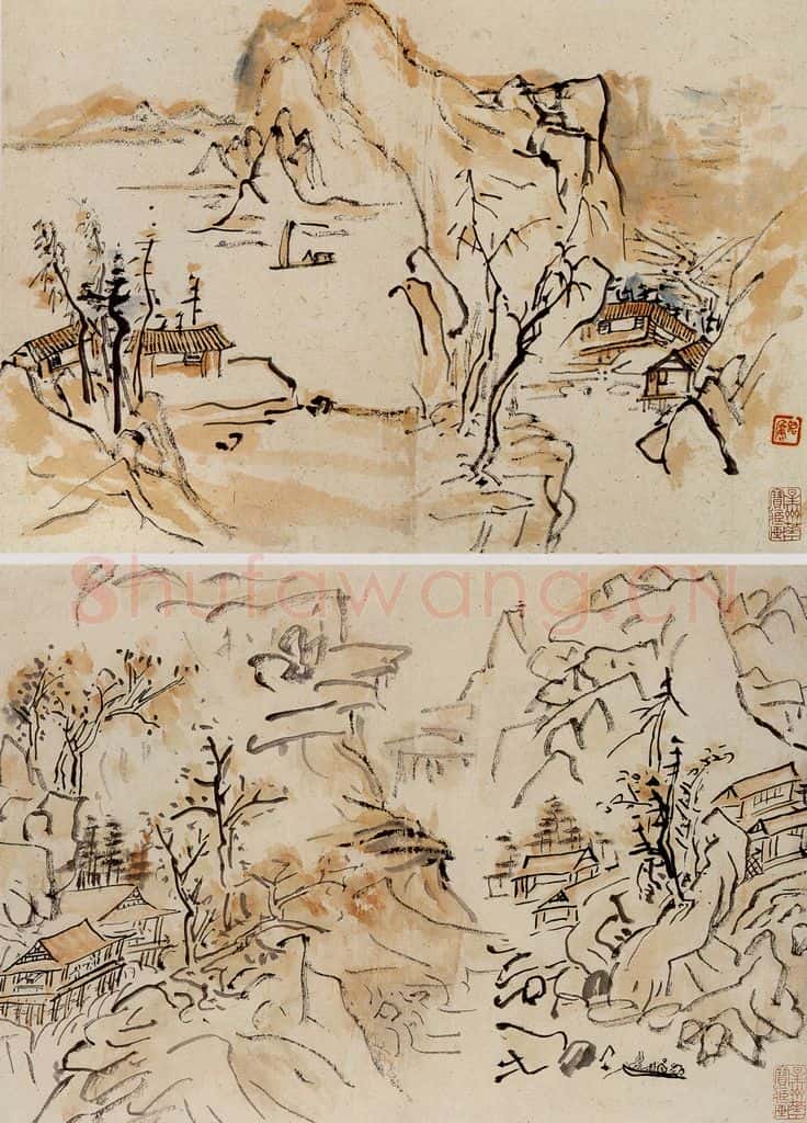  黄宾虹 写生山水册页 书画作品