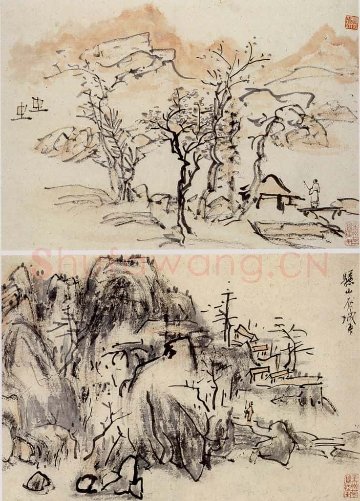  黄宾虹 写生山水册页 书画作品