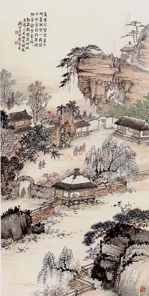 钱松嵒 深山会友 书画作品