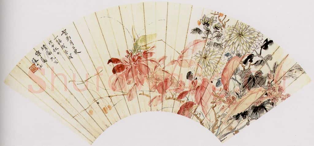  张大壮 菊花草丛 书画作品