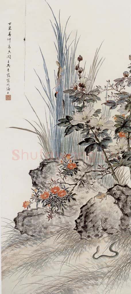  吴青霞 五福图 书画作品