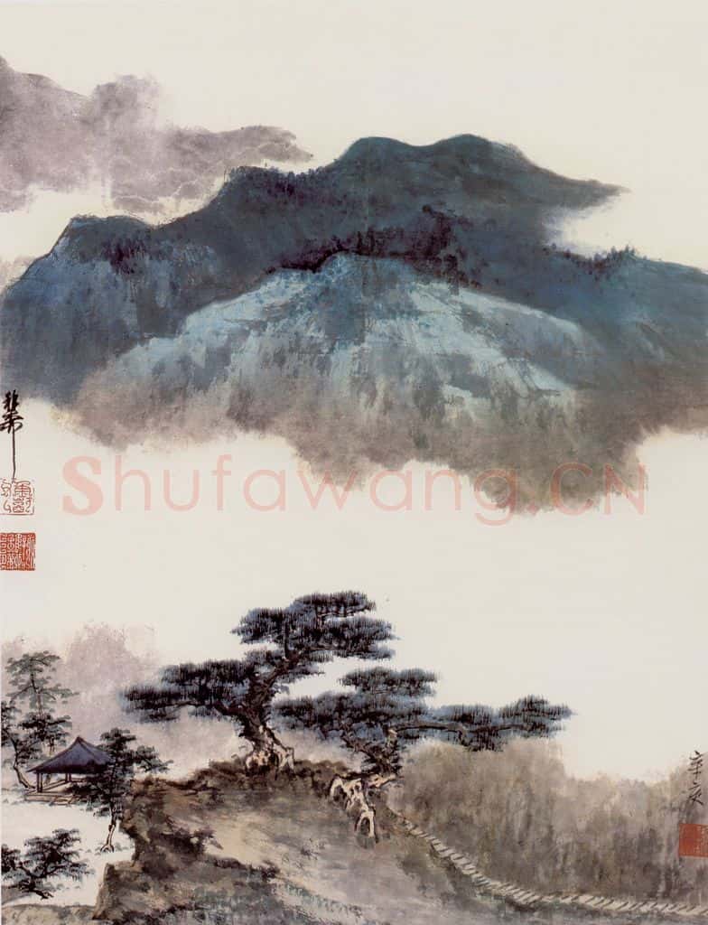 谢稚柳 青绿山水 书画作品
