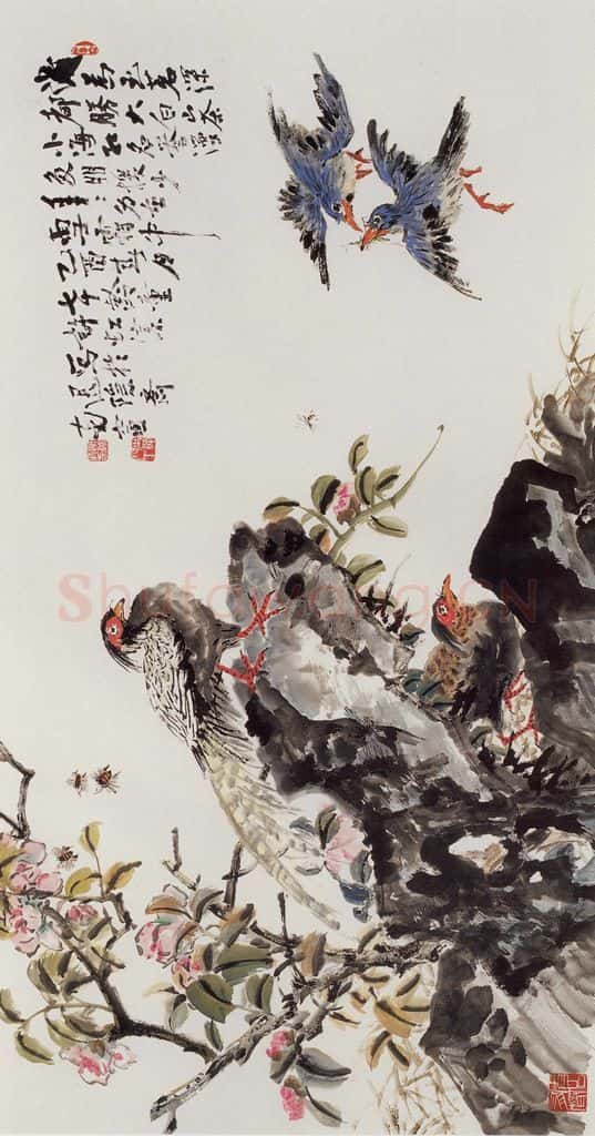  许鸿宾《山禽图》书画作品