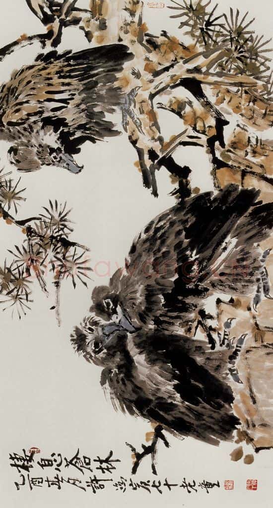 许鸿宾《秃鹫》书画作品