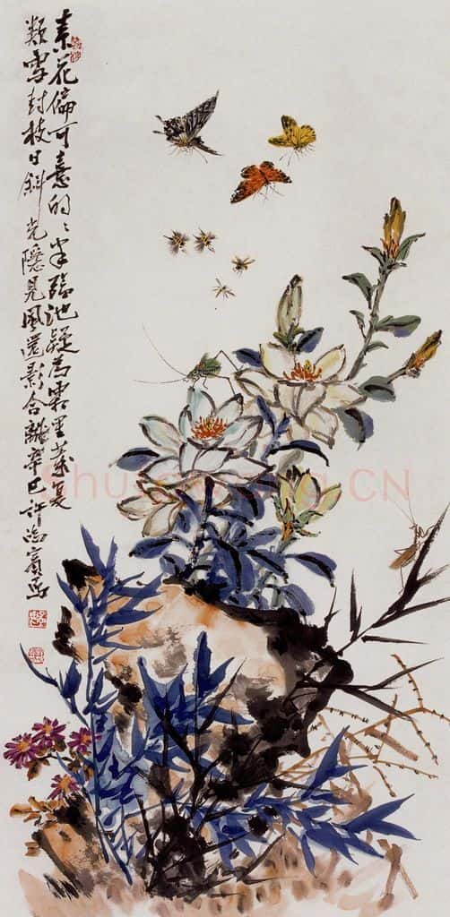 许鸿宾《素花偏可喜》书画作品
