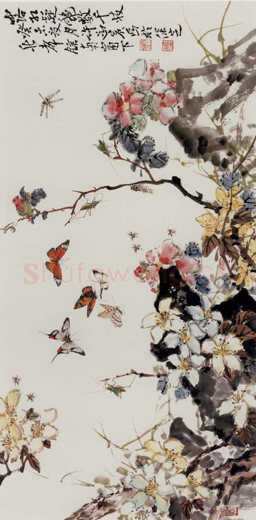 许鸿宾《露红凝艳数千枝》书画作品
