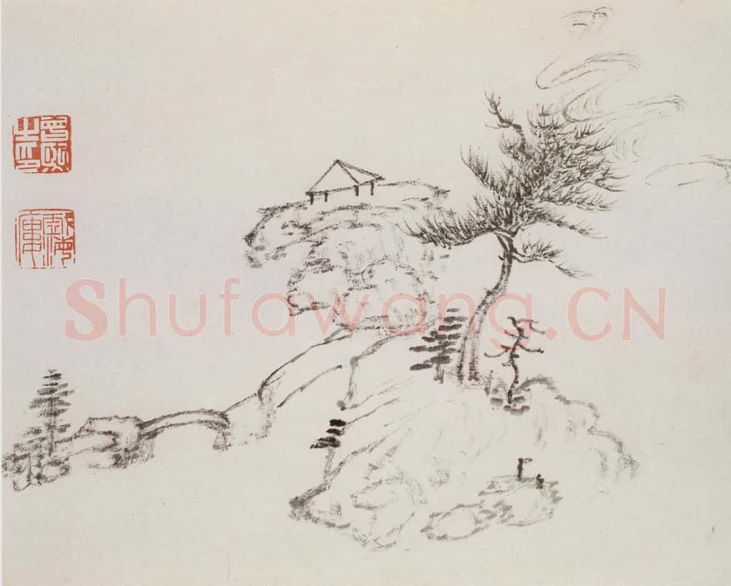 清 曾熙 干笔山水册 书画作品